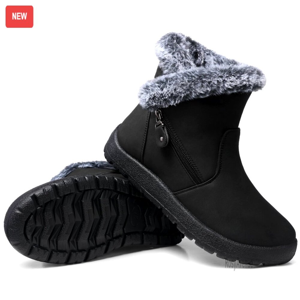 Waterproof Winter Boots Women's Ankle Fur Lined Snow Boots Insulated